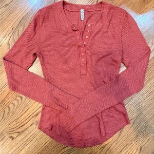 Free People Rust Long Sleeve Henley Top